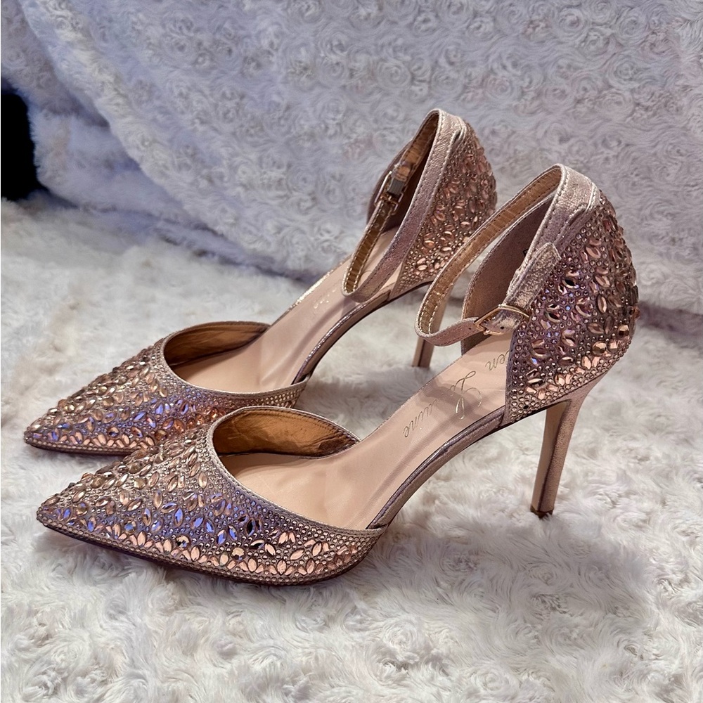 Lauren Lorraine Sparkling Rose Sling Back Pointy Toe Heels - Picture 1 of 13
